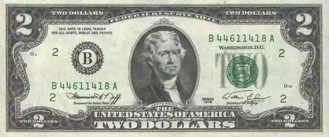 Купюра 2 USD 2 USD